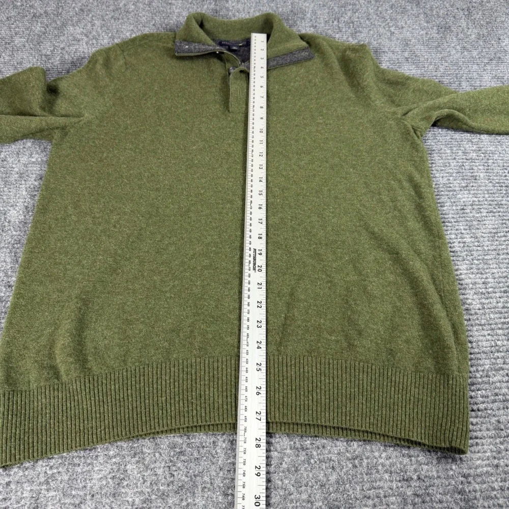 Banana Republic Mens Tall L Green 100% Merino Wool Quarter Zip Button Sweater